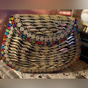 Ramla Multicolor Embellished Clutch New